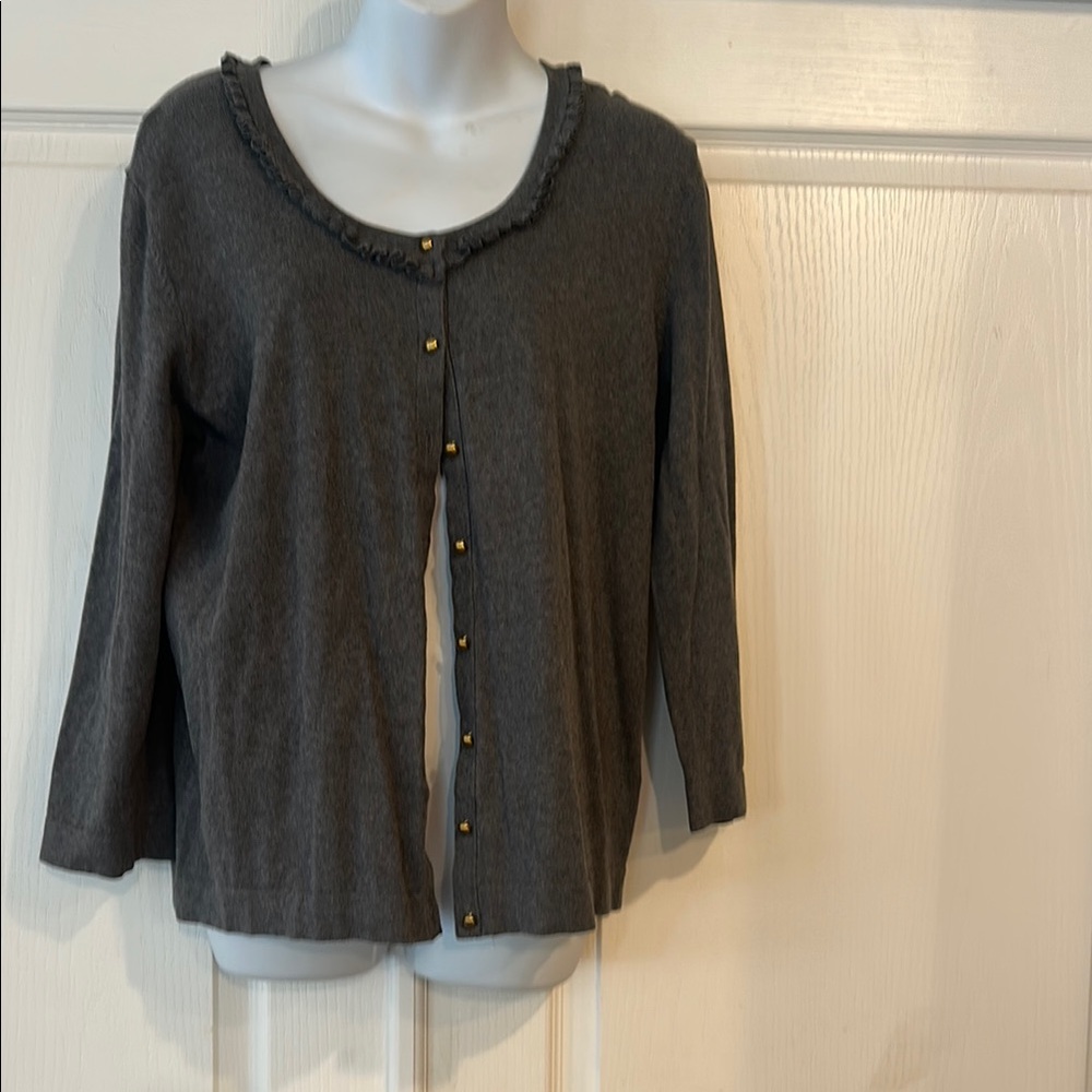 Lands' End Gray Cardigan Sweater
